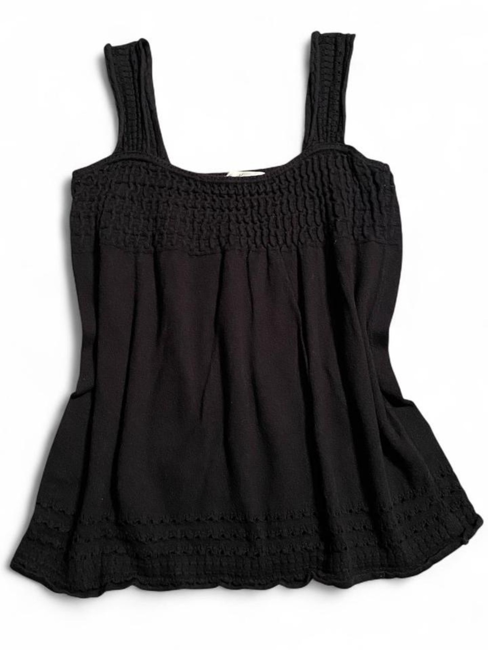 Old Navy Black Smocked Tank with Crochet Trim